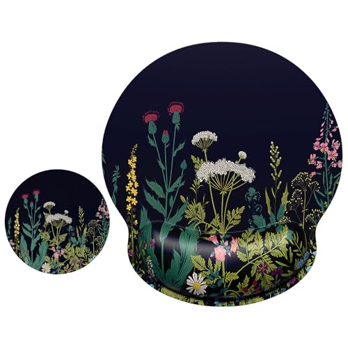 Tapis de souris ergonomique premium au design fleur sauvage et finitions durables de qualité