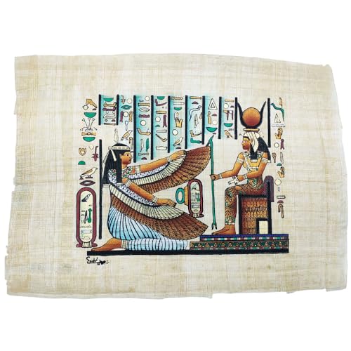 Papyrus égyptien véritable déesse de l'amour Hathor peinture fait main 22x33 cm