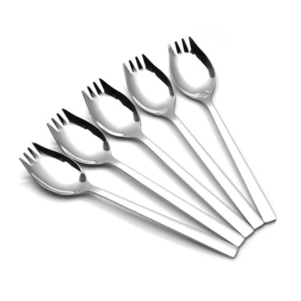 UTHCLO Stainless Steel Salad Spoons 6 Pcs Salad Serving Spoons Black Silverware for Everyday Use