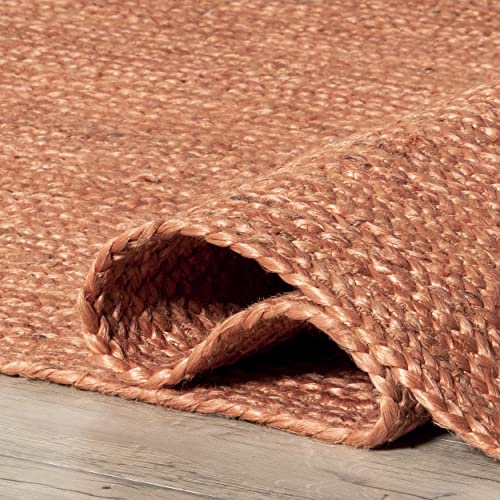 Image of Natural Jute Rounds Rug - Vibrant Color Handwoven Area Carpet for Living Room, Bedroom & Boho Decor - Eco-Friendly Circular Mat - Multiple Sizes & Colors -(Rust, 3x3 feet
