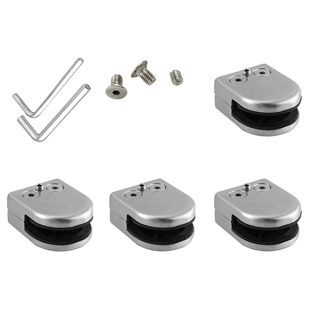 KUCEDXJTE 4pcs Glass Clamps s Stainless Steel Glass Floor Clamp Glass Clips Adjustable Glass Spigot Clamp with Fixtures More Reliable,Glass Railing Clips(6~8mm)
