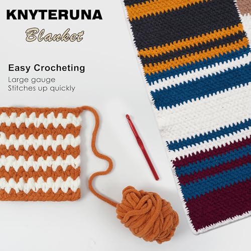 Image of #6 Super Bulky Blanket Yarn for Crocheting - 4 Skeins(Each 10.5oz /300g, 220yds /201m), Chunky Chenille Thick Plush Big Soft Yarn for Crocheting Knitting Blankets, Pumpkin Orange