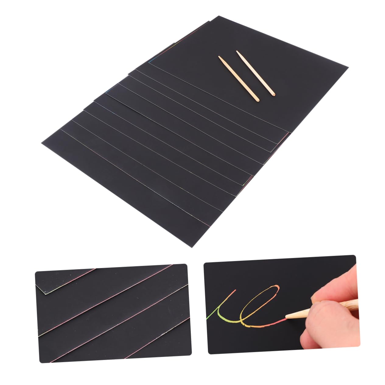 HANABASS 2 Pack Scratch Paper for Creative DIY Art Projects Safe and Drawing Scratchboard for Home and Nursery Use Black