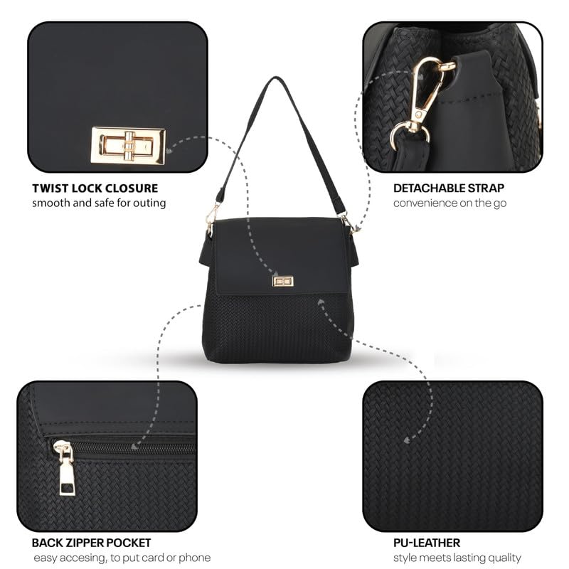 Image of SIBY PU Leather Weave Style Purse for women | Front Flap Cross-Body Purse with Two Handle Strap | Ladies Shoulder Bag for everyday, party, shopping, wedding | Satchel Bag for Girls