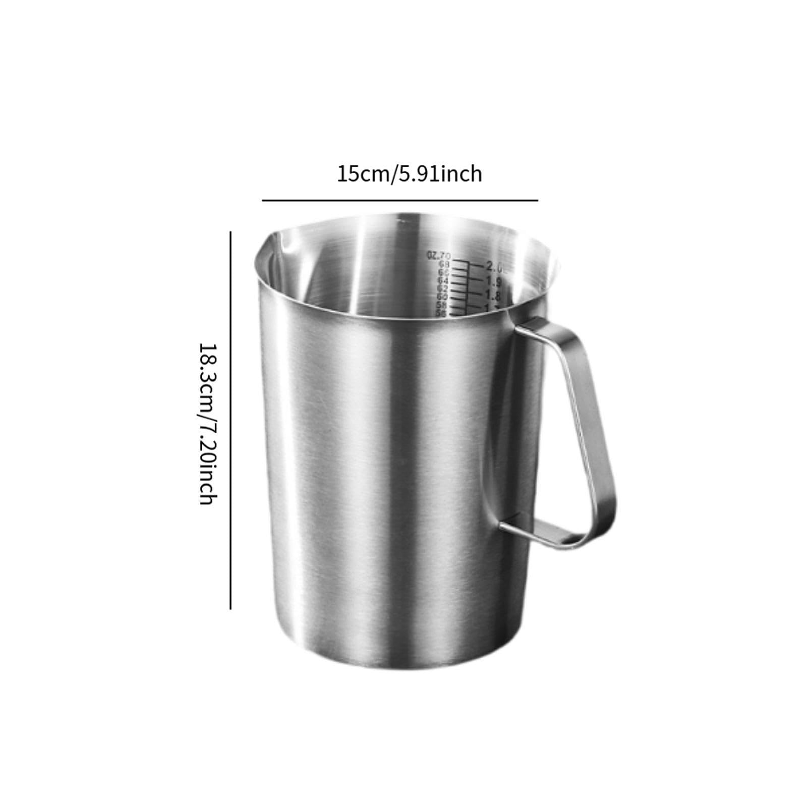 Messbecher Aus Edelstahl, Multifunktionaler Küchenkrug, Doppelwandig, Einfach zu Handhaben, Ideal für Cocktails Und Kaffeedekoration, 2000 Ml