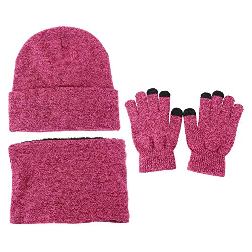 3-Piece Windproof Knit Hat Scarf and Gloves Set Double Layer Fleece Warm Costume Accessory for Men and Women for Winter Activities