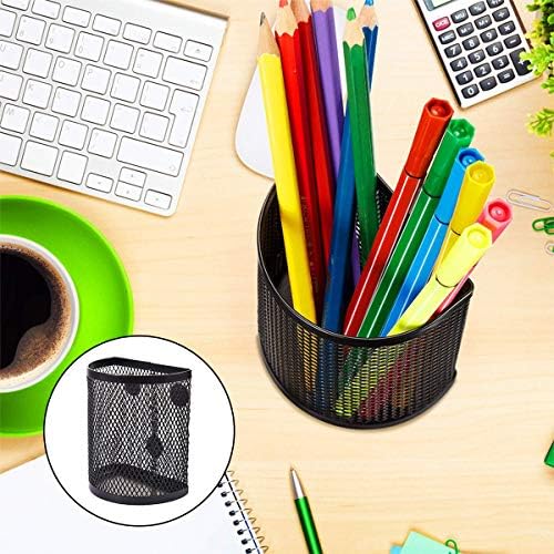 RoadLoo Magnetic Pen Holder, 3 Pack Black Mesh Storage Basket Metal Hanging Stationery with Magnets Strong Magnetic Whiteboard Pen Holder for Home Fridge Locker Accessories Office Supply Organizer