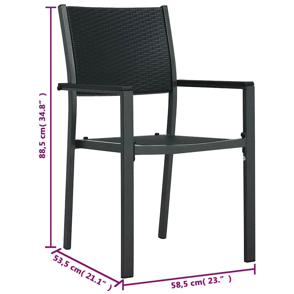 Fengshui Krzesła ogrodowe z tworzywa sztucznego, 2 szt., czarne, imitacja rattanu