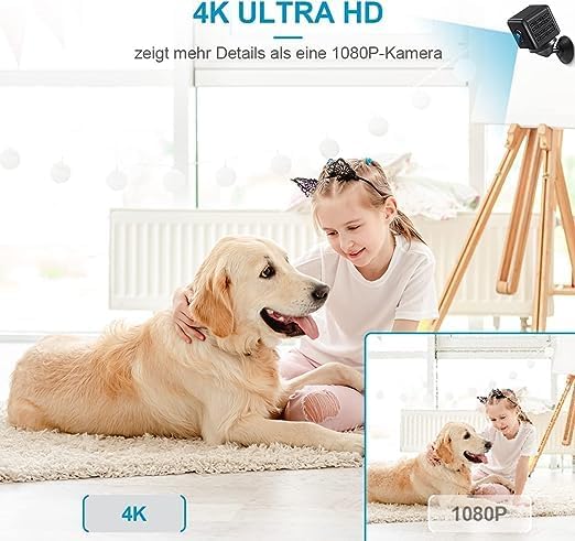 Mini Kamera, 4K HD WLAN Überwachungskamera Innen WiFi Kamera Live Übertragung Handy APP Für Micro Camera Indoor Mit Akku Kompakte Kleine Sicherheitskamera mit Bewegungsmelder/Nachtsich (A18PRO) - 3