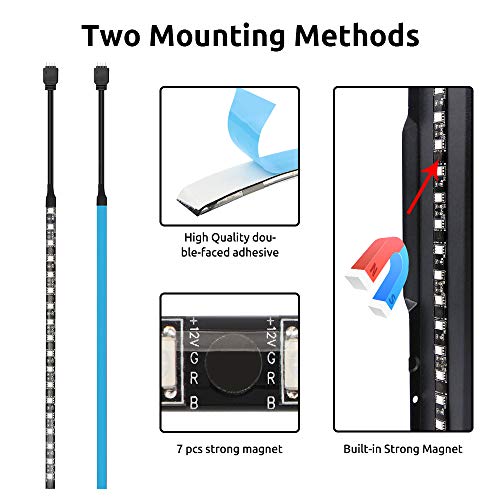 Image of PC RGB Strip - 3pcs 5050 Magnetic PC LED Strip, Computer Case LED Light Strips for M /B with 12v 4pin RGB Header Compatible with Asus Aura Asrock RGB Led Gigabyte RGB Fusion MSI Mystic Light