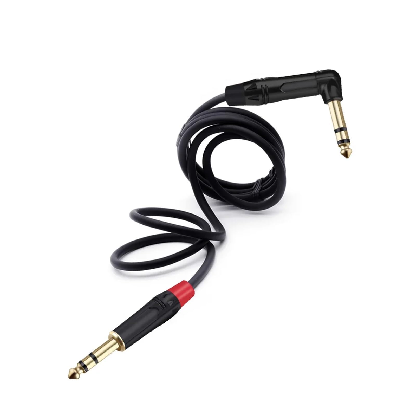 0,3 M-15 M 0,3 6,35mm estéreo macho a ángulo recto 1/4 TRS jack macho conector de altavoz de micrófono de metal (Color : Red Black, Size : 15 m)
