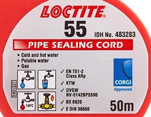 Loctite 483283 55 Pipe Sealing Cord for Gas/Water/Pneumatics, 50m Length