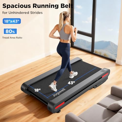 Image of Jogwell Walking Pad Treadmill with 12% /20% Auto Incline, 3.5HP Brushless Ultra-Quiet, Under Desk Treadmill for Home Office, 400 LBS Capacity, 30% Wider Deck, Vertical Storage