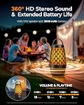 Haut-parleurs extérieurs Bluetooth étanche IPX6 avec lumières de flamme, Cadeaux Gadget pour les hommes/femmes, Son stéréo HD, BT 5.3 Multi-sync à 100 Haut-parleurs, haut-parleur sans fil portable pour Patio (Black Gray)