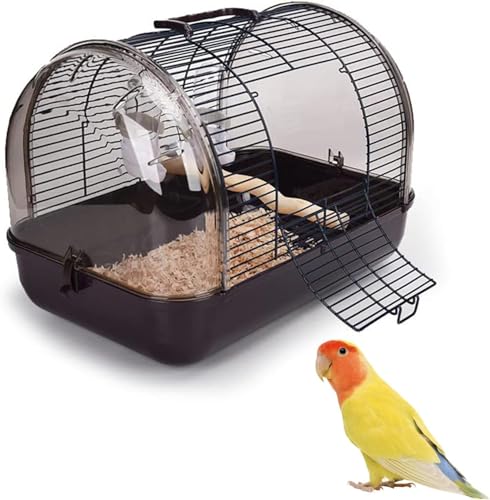 Rcuihak 鳥 キャリーケージ 鳥かご お散歩ケージ お出かけ バードキャリア 鳥の巣 外出 小動物用 持ち運び 持ち手付き 旅行 通院 移動 防災 止まり木付き 通気 透明 インコ オウム 組み立て式 鳥小屋 巣箱 バードハウス ペットバッグ 屋外