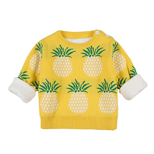 TAIYCYXGAN Unisex Toddler Baby Pullover Sweater Kids Crewneck Cotton Pineapple Print Knit Sweatshirt Yellow 80