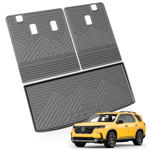 KUST Cargo Mat for 2023-2025 Honda Pilot, All Weathr Trunk Mat with Back Seat Protector for Pilot Accessories TPE Rubber Cargo Liner Backrest Mat High Side