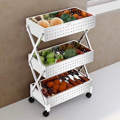 Plantex 3-Tier Vegetable Rack for Kitchen Trolley/Basket for