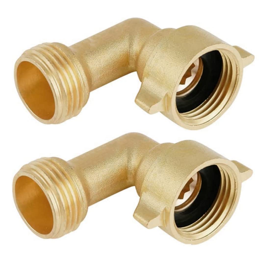 Garden Hose Elbow 90 Degree 3/4inch: Brass Connector Water Pipe Adapter with Washers 2PCS