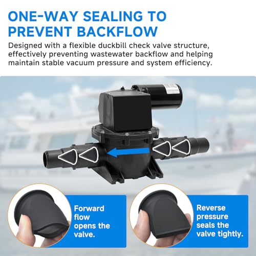 Image of 385310076 Duckbill Valve 1-1 /2 inch Replacement Kit, Compatible with Dometic Sealand Vacuum Pump Systems, Fits S Series S12D S24D S32D & T Series T12 T24 T32, RV Marine Toilet Check Valve, 4 Pack