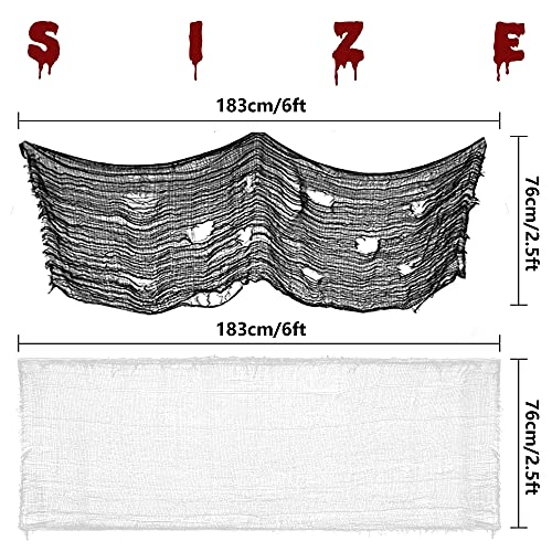 5 Pcs Halloween Creepy Cloth,Scary Spooky Cloth Creepy Gauze-30 X 72Inch Freaky Loose Weave Creepy Cloth Fabric Scary Spooky For Halloween Party Decoration (3 Black + 2 White) #TOP1