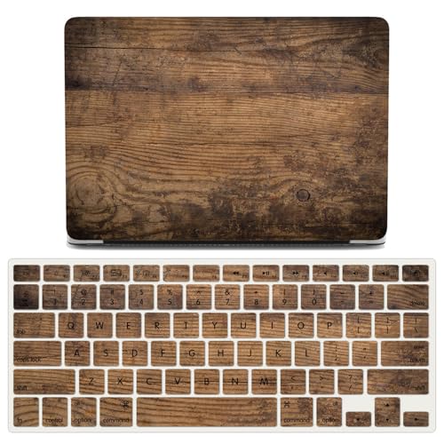 Carcasa MacBook Air 15 M2 A2941 JZ con diseño de madera y protector de teclado juego completo tipo A