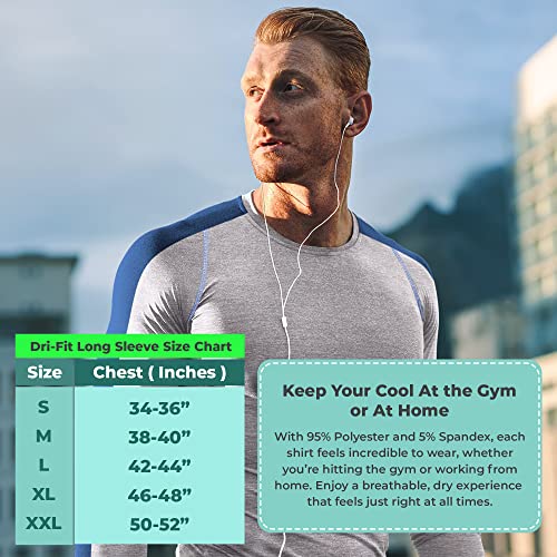 Image of Dri-Fit Long Sleeve T Shirts for Men-4 Pack- Moisture Wicking, Quick Dry Tees