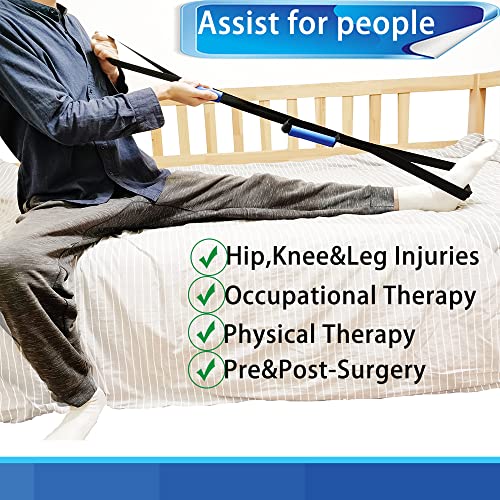 Homymusy 41 Inch Long Leg Lifter Strap,Durable Rigid Handgrips,Large Foot Loop Great For Hip And Knee Surgery Recovery Aids (With Eva Handles) #TOP1