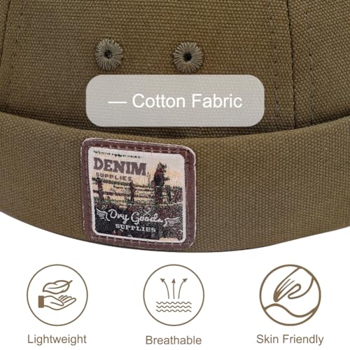 Image of Brimless Hats for Men Brimless Caps, Rolled Cuff Retro Docker Hat for Womens with Adjustable Beanie Hat