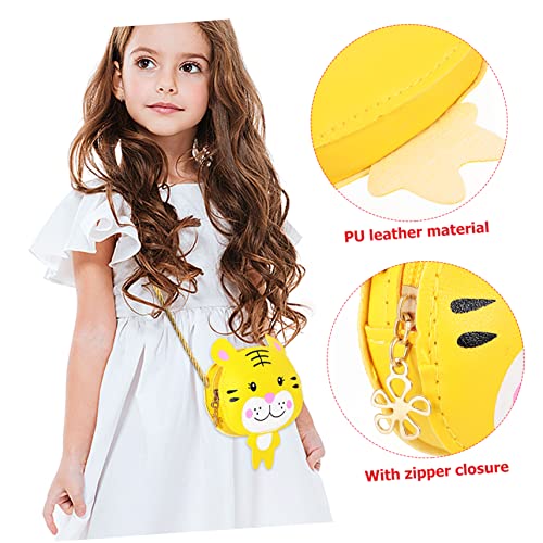 2pcs Kawaii Cartoon Frog and Tiger Crossbody Bags for Little Girls Pu Shoulder Messenger Bags with Animal Design for Toddlers to Store Coins and Cards4