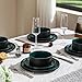 GZG Ceramic Dinner Plates Set of 4,10 Inch Stoneware plate Set,Microwave and Dishwasher Safe Kitchen Utensils,Stackable,Scratch Resistant (Dark Green)