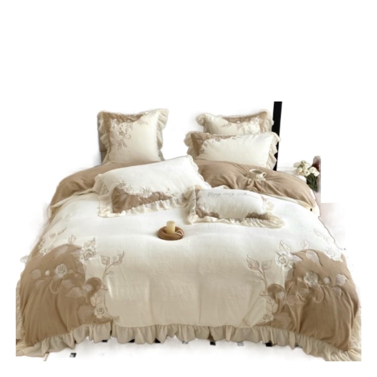 Housse de couette flanelle corail contre le froid nocturne - Parure de lit chaude Bruin