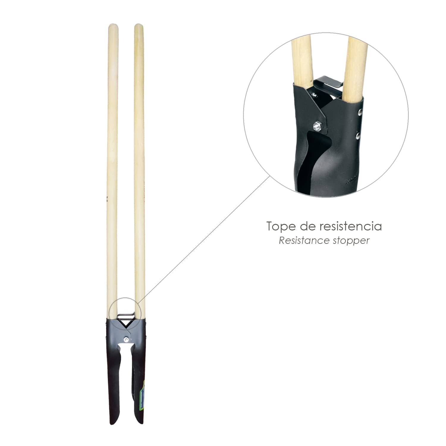 WOLFPACK LINEA PROFESIONAL Cavahoyos Acero Forjado Con Mango Madera 146 cm. Plantador, Cava Hoyos,sembradora, Plantadora, Cava Poste, Siembra Bulbos,
