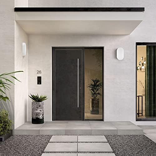 14W LED 4000K IP54 Flush Wall Mounted Oval Bulkhead Light Fitting with White Trim - Perfect for Indoor, Outdoor, Bath, Office, Hallway, Corridor, Utility, Garden, Shed, Workshop, Patio etc - 1 pack