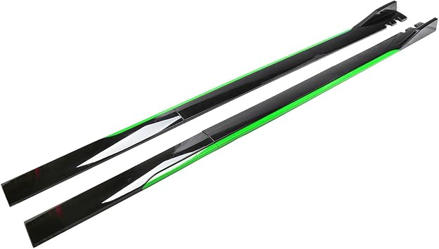 Car Side Skirts for Audi A3 Cabrio 8P 2008 2009 2010 2011 2012 2013, 2 Pcs Side Skirt Extension Side Steps Door Body Anti-Collision Protector, Car Accessories,Bright Black-Green