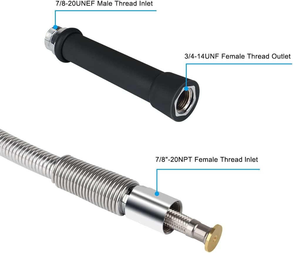 44 Inch Pre Rinse Spray Hose with Heat Resistant Handle for Restaurant Kitchen Faucet, Commercial Sink Sprayer Hose Replacement B-0044-H Dish Spray Faucet Hose for T&S Brass