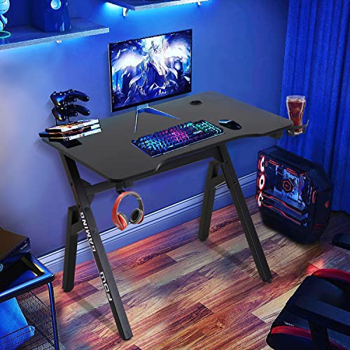 Gaming Desk, 35 Inch Computer Desk Pc Computer Table Home Office Desk Ergonomic Gamer Workstation With Headphone Hook & Cup Holder, Red #TOP18
