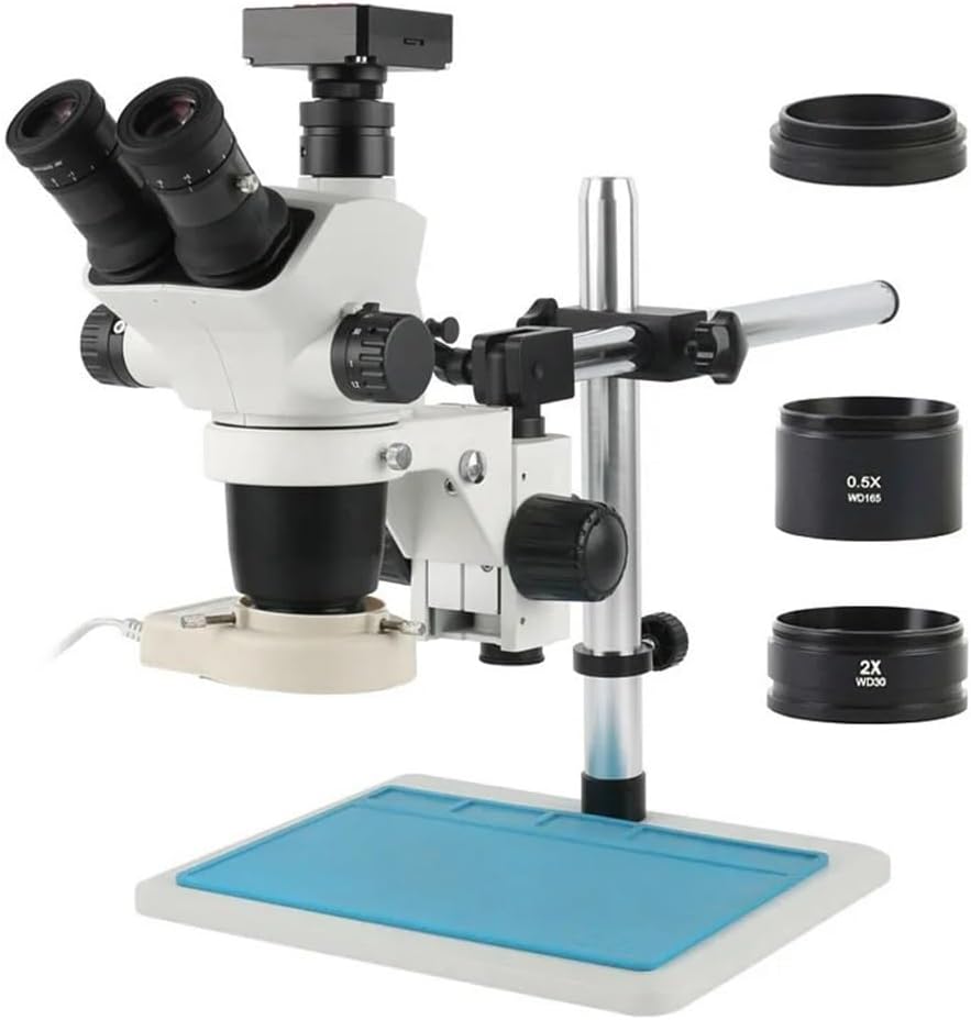 Lab Microscope Accessories 3.35X 6.7X 45X 90X Simultaneous Parfocal Trinocular Stereo Microscope 4K HDMI Digital Measuring Camera for Teaching in