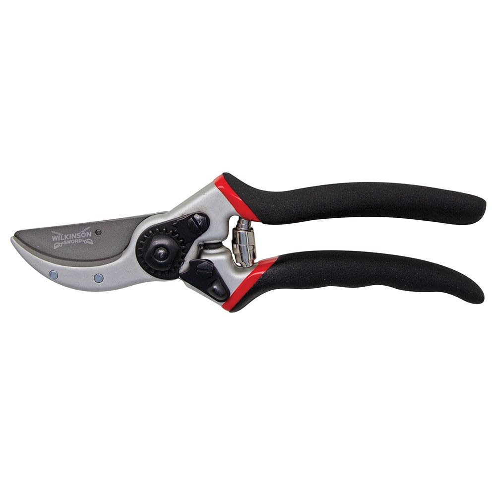 Wilkinson Sword Bypass Pruner, Straight Head, Graphite Non-Stick Coated Blades, Dual Textured Grip (Straight - Bypass)