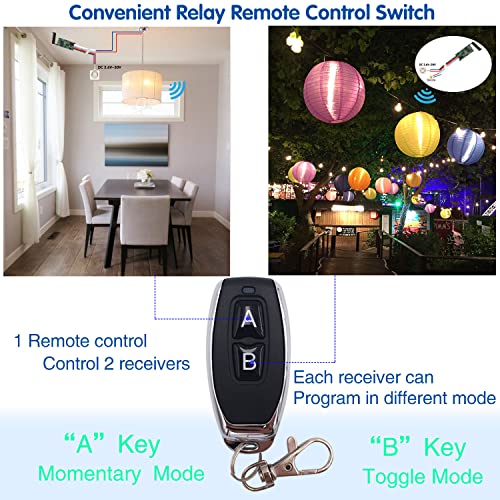 DieseRC 2 Receiver Modules with 2 Transmitters Wireless Remote Control Switch DC 3.6V 5V 12V 24V 30V 2A 1 Channel 433Mhz Radio Control Remote Switch Small Mini Size Controller - Image 2