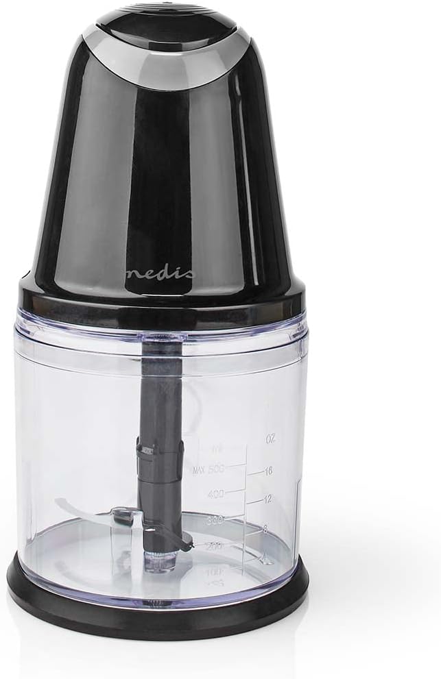 Nedis KAMC200CBK Food Chopper assembled with ingredients