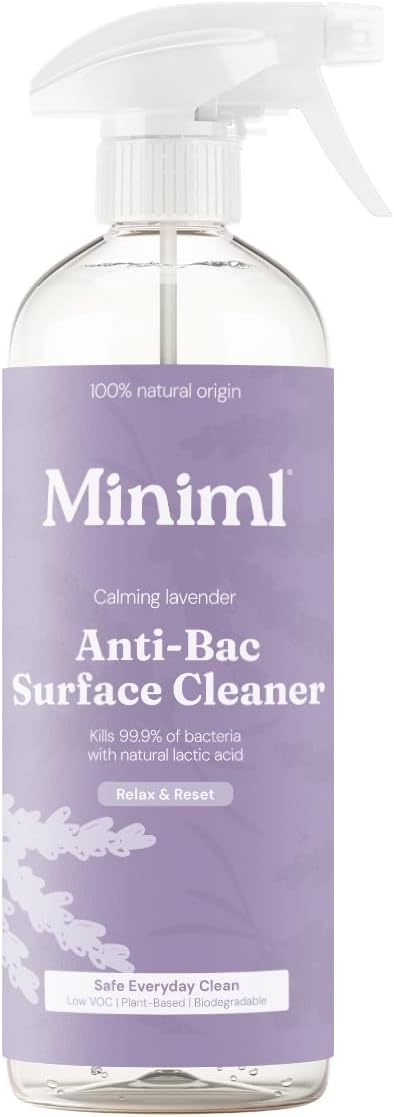 Miniml Eco Antibacterial Spray Surface Cleaner 750ml – French Lavender Scented Multi Purpose Anti-Bac Disinfectant Cleaning Product – Natural Plant Based Vegan Formula & Cruelty Free