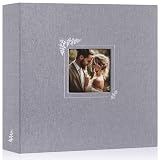 Lanpn Fotoalbum 30x30 cm, Fenster Design Leinen Fotobuch 3 Ringbuch Einstecken Einsteckalbum Foto Album zum Selbstgestalten 30 x 30 cm mit 30 Plastikhüllen 60 Seiten (Grau)