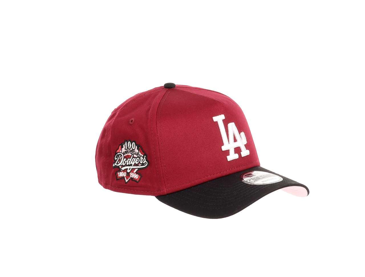 New Era Los Angeles Dodgers MLB 100th Anniversary Sidepatch Cardinal Red Black 9Forty A-Frame Snapback Cap โ image 1