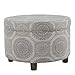 Homepop Home Decor | Upholstered Round Storage Ottoman | Ottoman with Storage for Living Room & Bedroom (Grey Medallion)