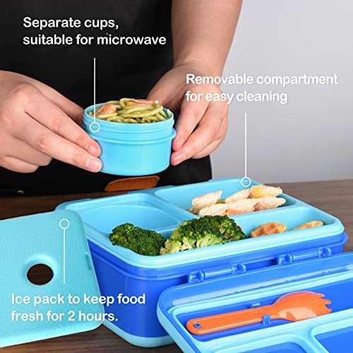Genteen Premium Kids Lunch Box - Kids Chill Bento Box With 3 Compartments And Removable Ice Pack For Meals And Snacks, Toddler Lunch Box For Daycare, School,Leak-Proof,Bpa-Free,Dishwasher Safe-Blue #TOP1