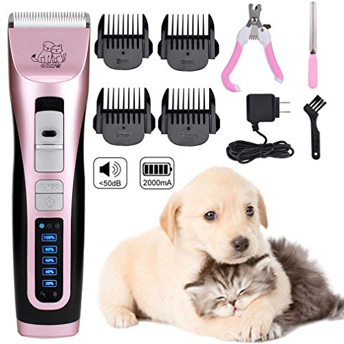 Pet Clippers 3 Speed Professional Pet Electric Clippers Dog Clippers Cordless Rechargeable Low Noise Dog Hair Trimmer Clippers Set for Dogs Cats and Other House Animals...