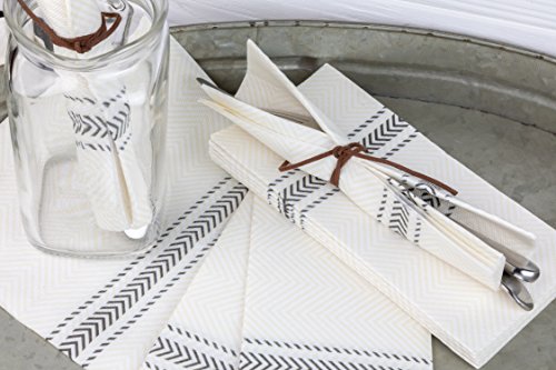 Classicpoint Dinner Napkins - Black Bistro Stripe - Decorative & Disposable - Soft, Absorbent & Durable (15.5"X15.5" - Pack Of 50) #TOP3