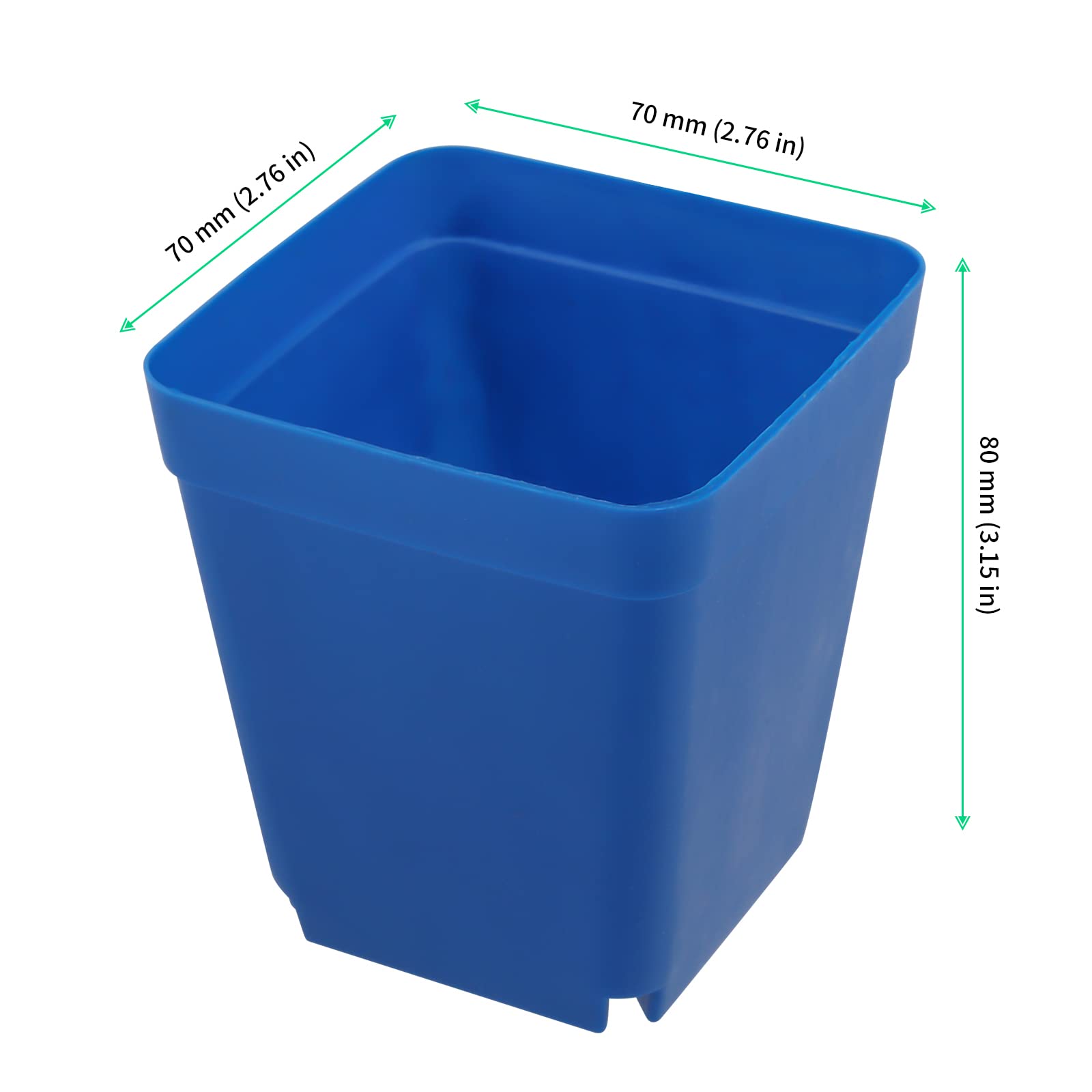 FUNSUEI Lot de 100 pots carrés en plastique de 7,9 cm avec trous de drainage, petits pots de plantation pour germination, transplantation - Bleu