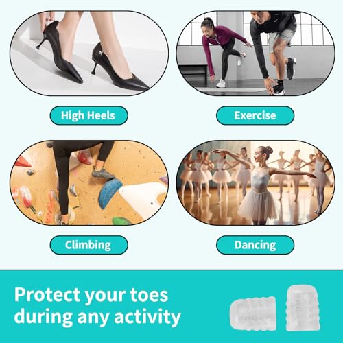 Yarezmuell 30PCS Silicone Anti-Friction Toe Protector, Soft Clear Gel Breathable Toe Covers for Men Women,Toe Sleeves for Corns,Calluses,Blisters and Ingrown Toenails
